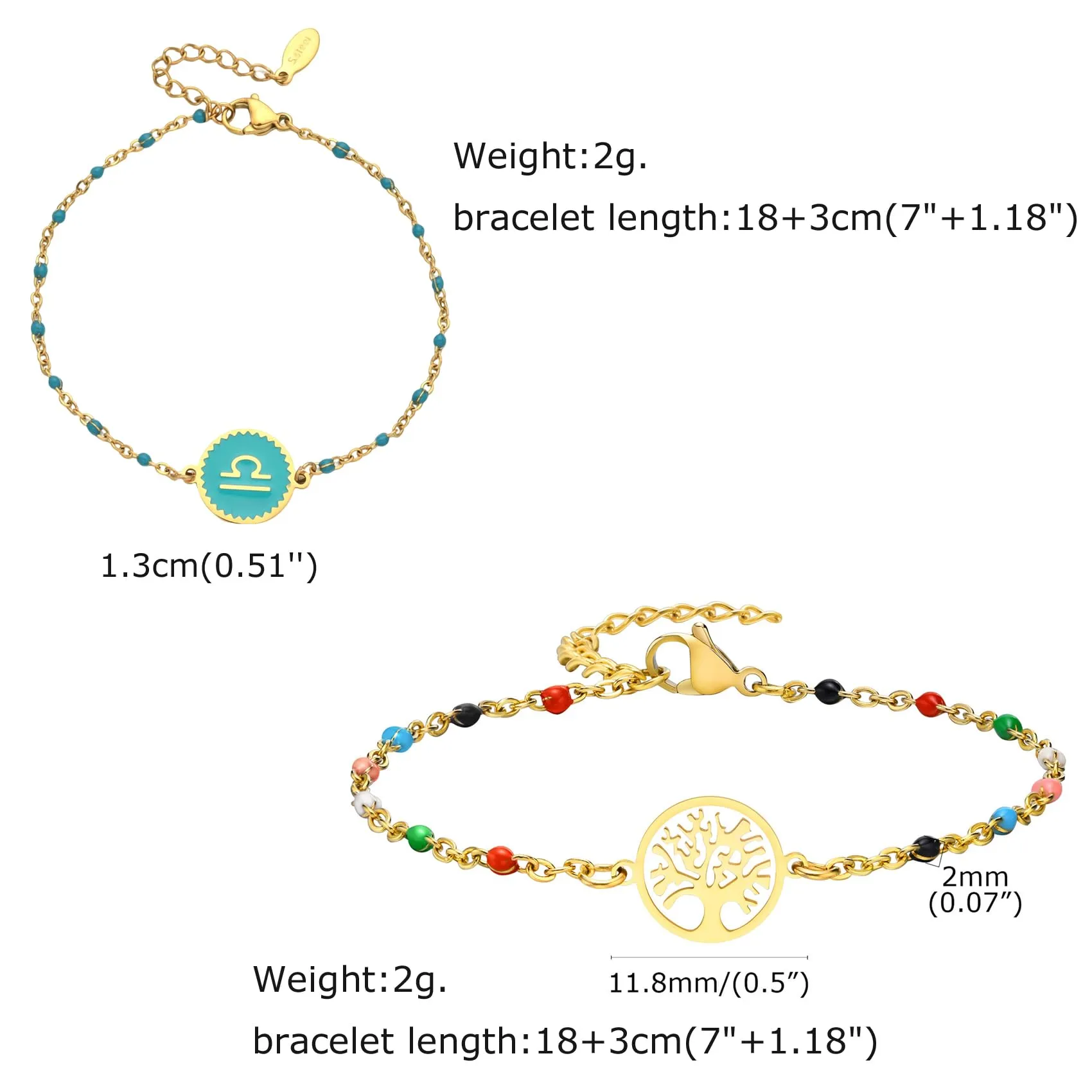 Caimeytie 1 braccialetto con costellazione+1 braccialetto con ciondolo a forma di oroscopo per donna/ragazza/acciaio inossidabile/regalo zodiacale/gioielli astrologia regali per ragazze, acciaio inox, - immagine 3