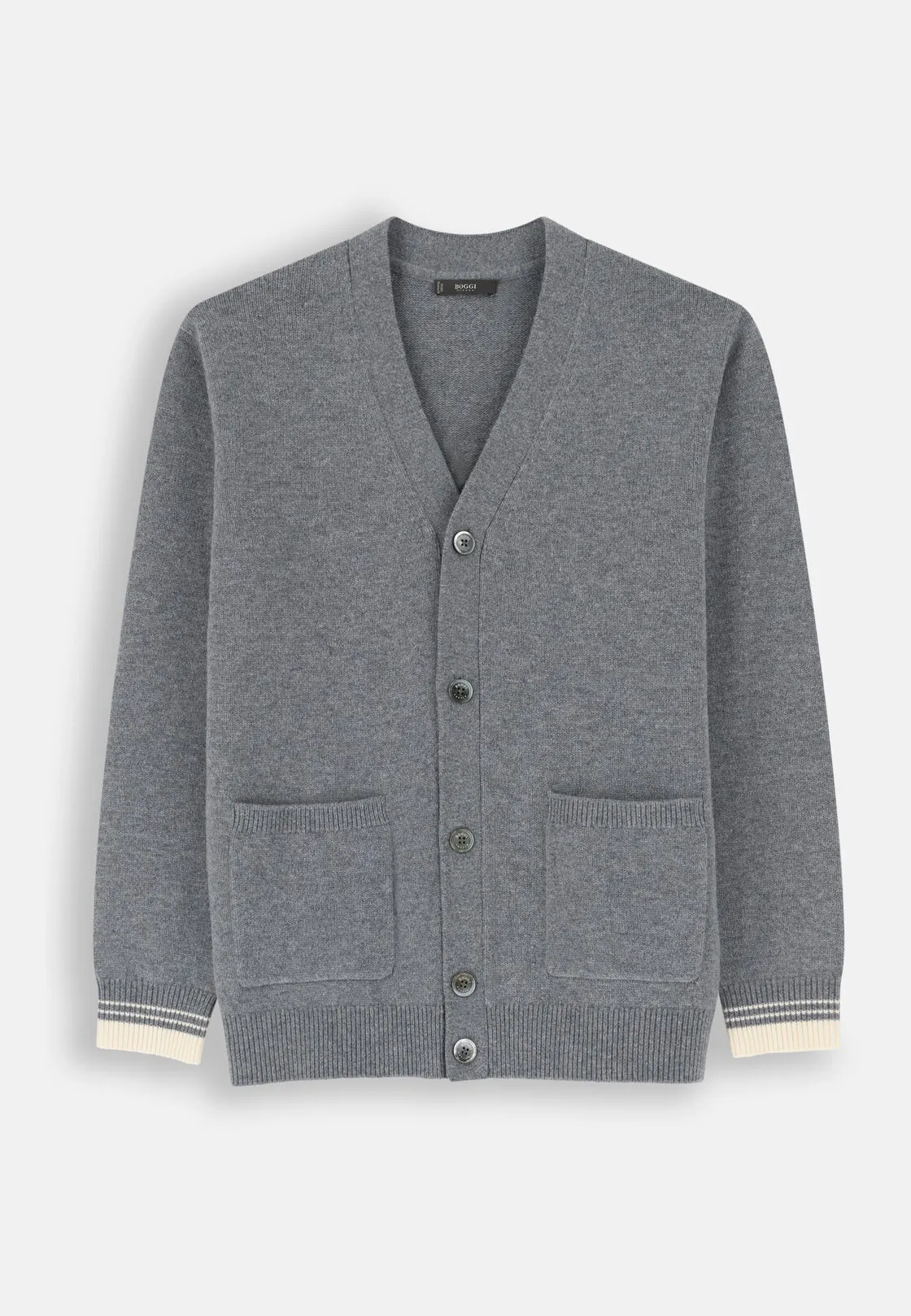 Boggi, Cardigan In Lana Merino Superfine, Uomo, Grigio, Taglia: L - immagine 5