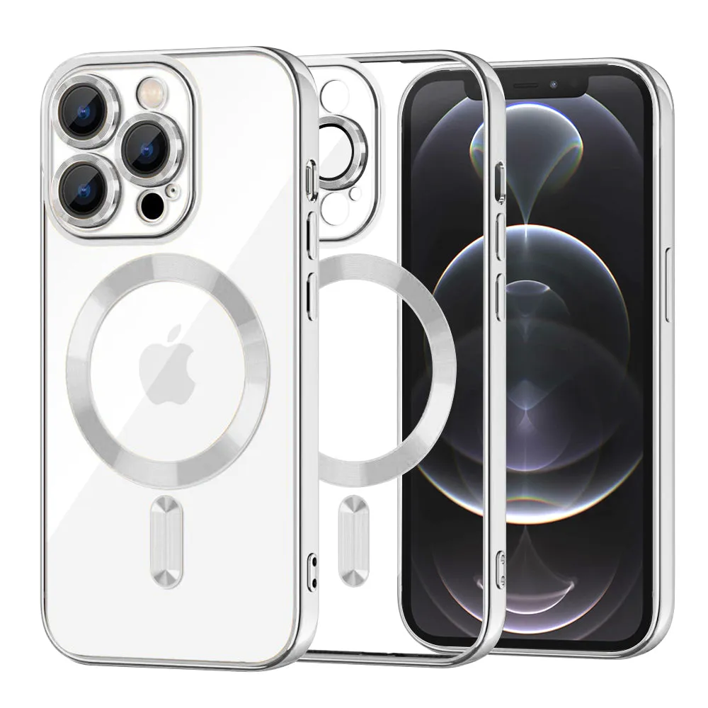 Custodia MagSafe per Apple iPhone 12 Pro, Techsuit, Luxury Crystal, Argento - immagine 1