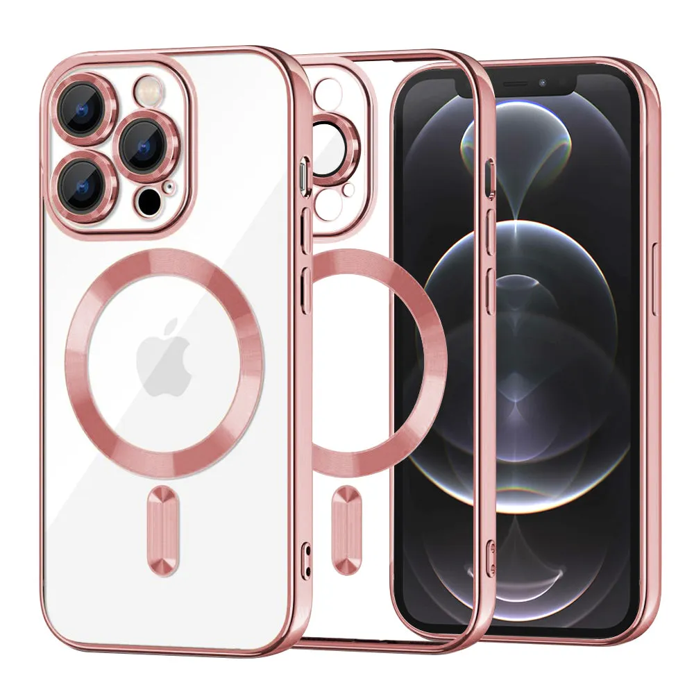 Custodia MagSafe per Apple iPhone 12 Pro, Techsuit, Luxury Crystal, Rosa - immagine 1