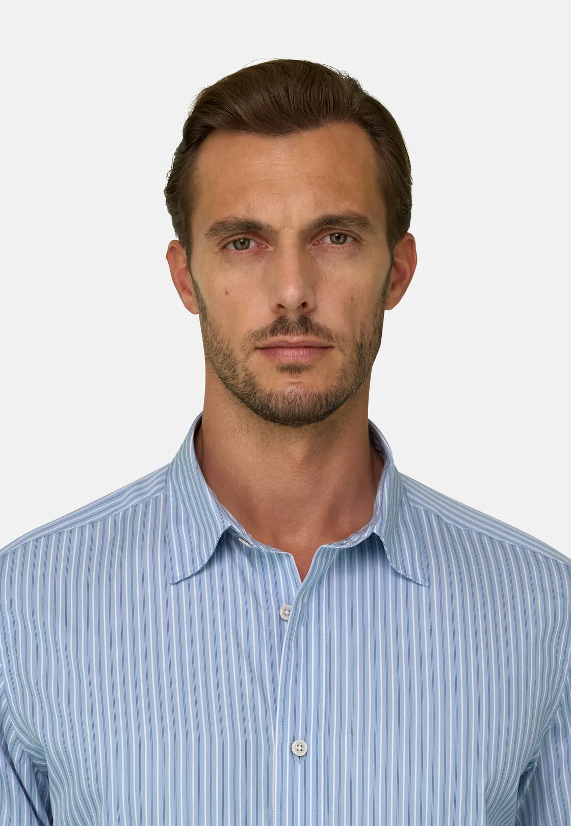 Boggi, Camicia A Righe In Popeline Regular Fit, Uomo, Blu, Taglia: L - immagine 3