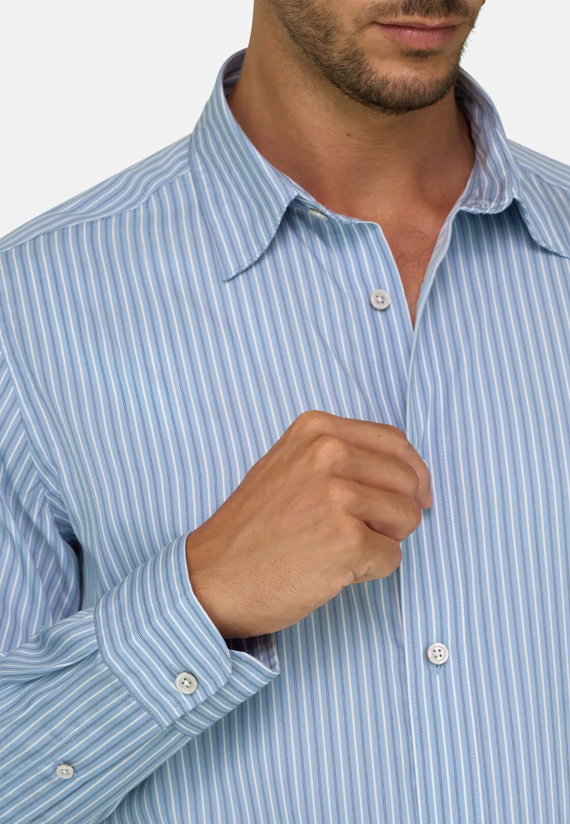Boggi, Camicia A Righe In Popeline Regular Fit, Uomo, Blu, Taglia: L - immagine 4