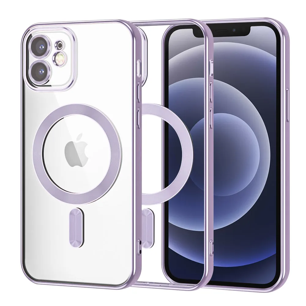Custodia MagSafe per Apple iPhone 12, Techsuit, Luxury Crystal, Viola Chiaro - immagine 1
