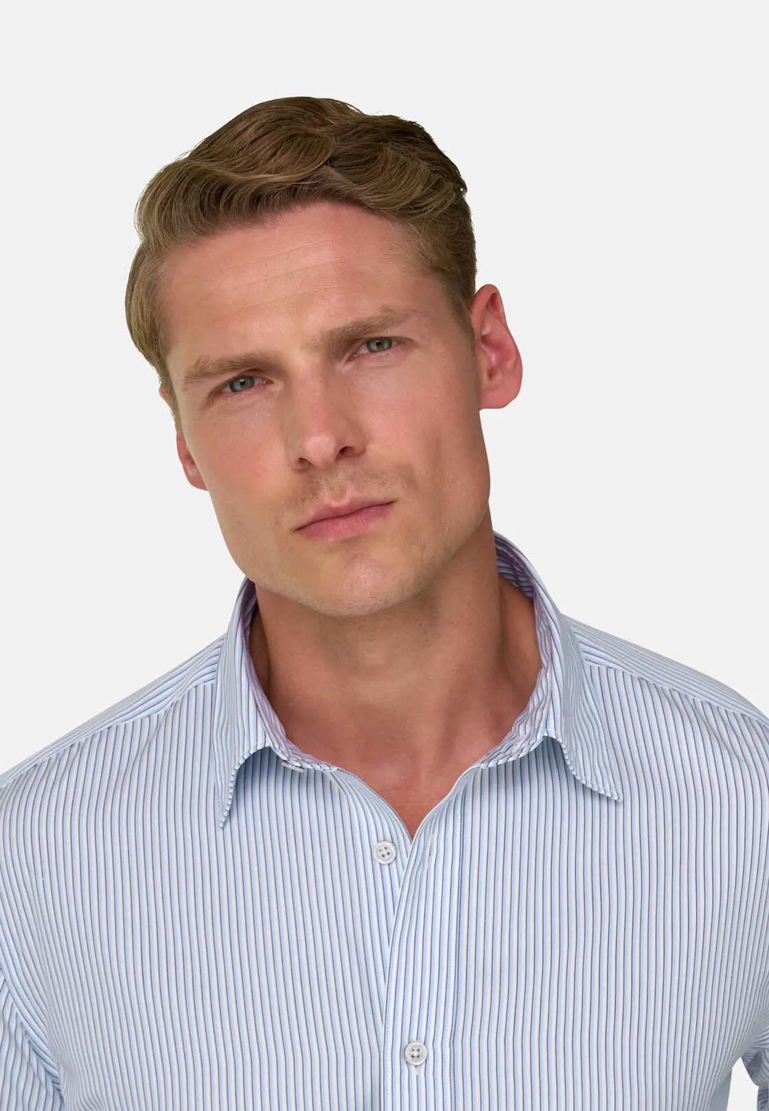 Boggi, Camicia A Righe In Popeline Regular Fit, Uomo, Azzurro, Taglia: L - immagine 3