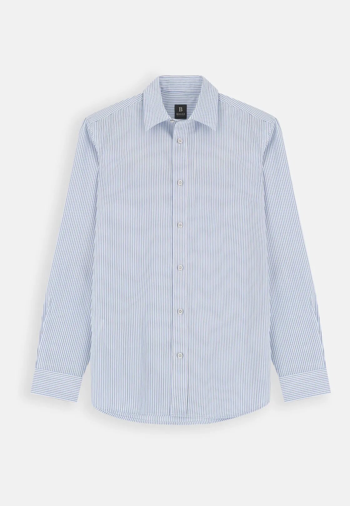 Boggi, Camicia A Righe In Popeline Regular Fit, Uomo, Azzurro, Taglia: XL - immagine 6