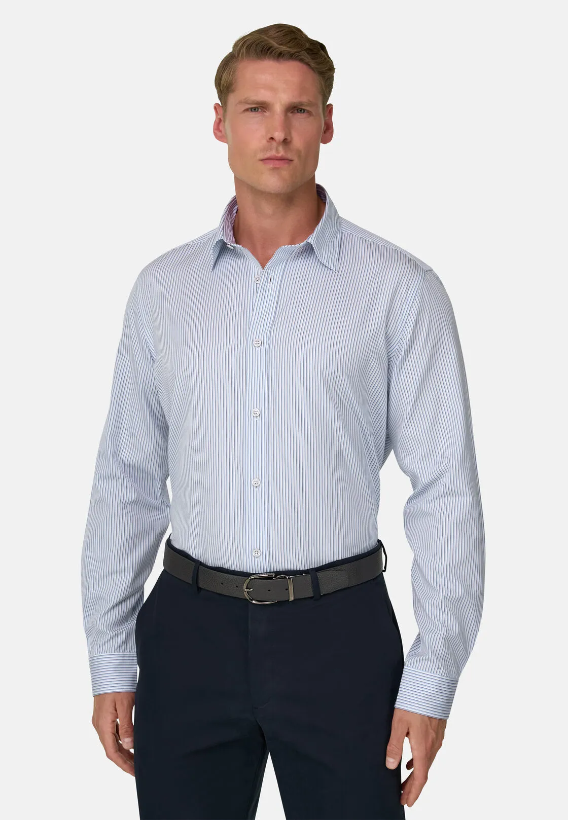 Boggi, Camicia A Righe In Popeline Regular Fit, Uomo, Azzurro, Taglia: XXL - immagine 1
