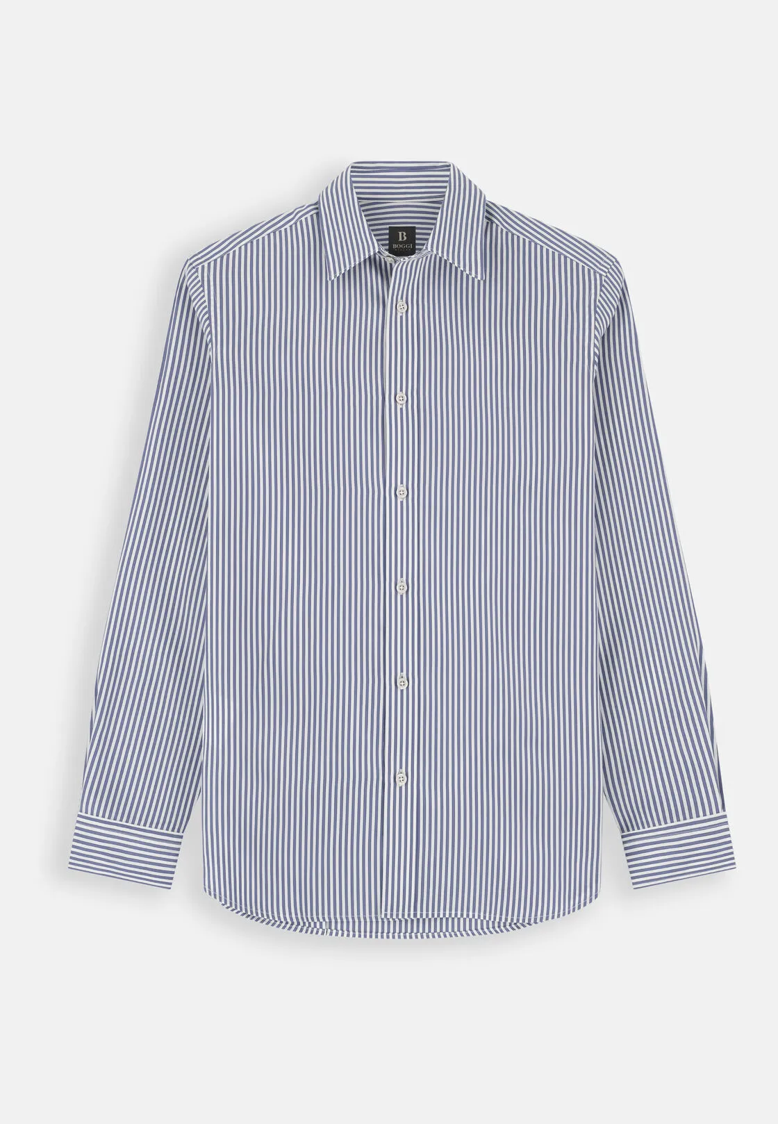 Boggi, Camicia A Righe In Popeline Regular Fit, Uomo, Navy, Taglia: XXXL - immagine 6
