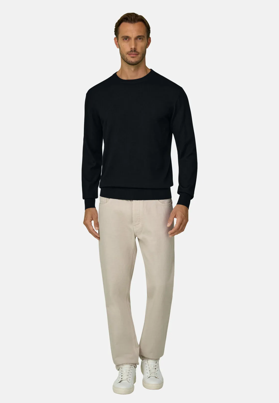 Boggi, Girocollo In Lana Merino Extrafine, Uomo, Nero, Taglia: M - immagine 2