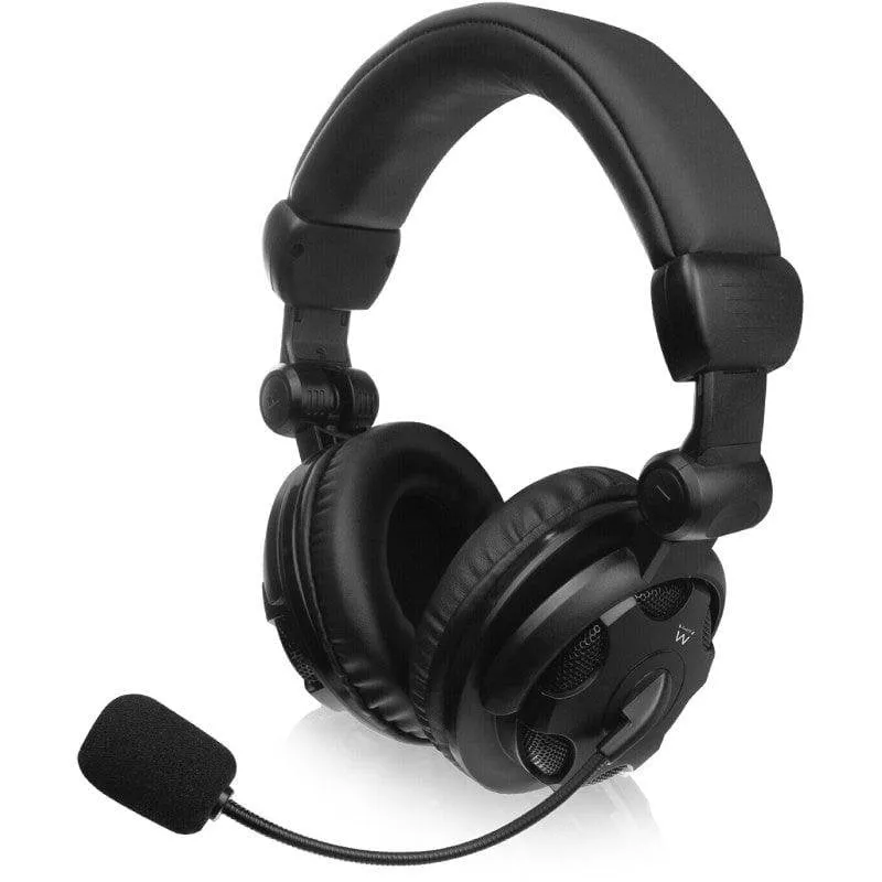 Cuffie Ewent EW3564 con filo, microfono flessibile, controllo volume, nero - immagine 1