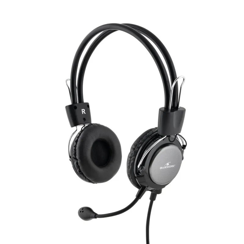 Cuffie Bluestork MC-201 con microfono Nero/Argento - immagine 1