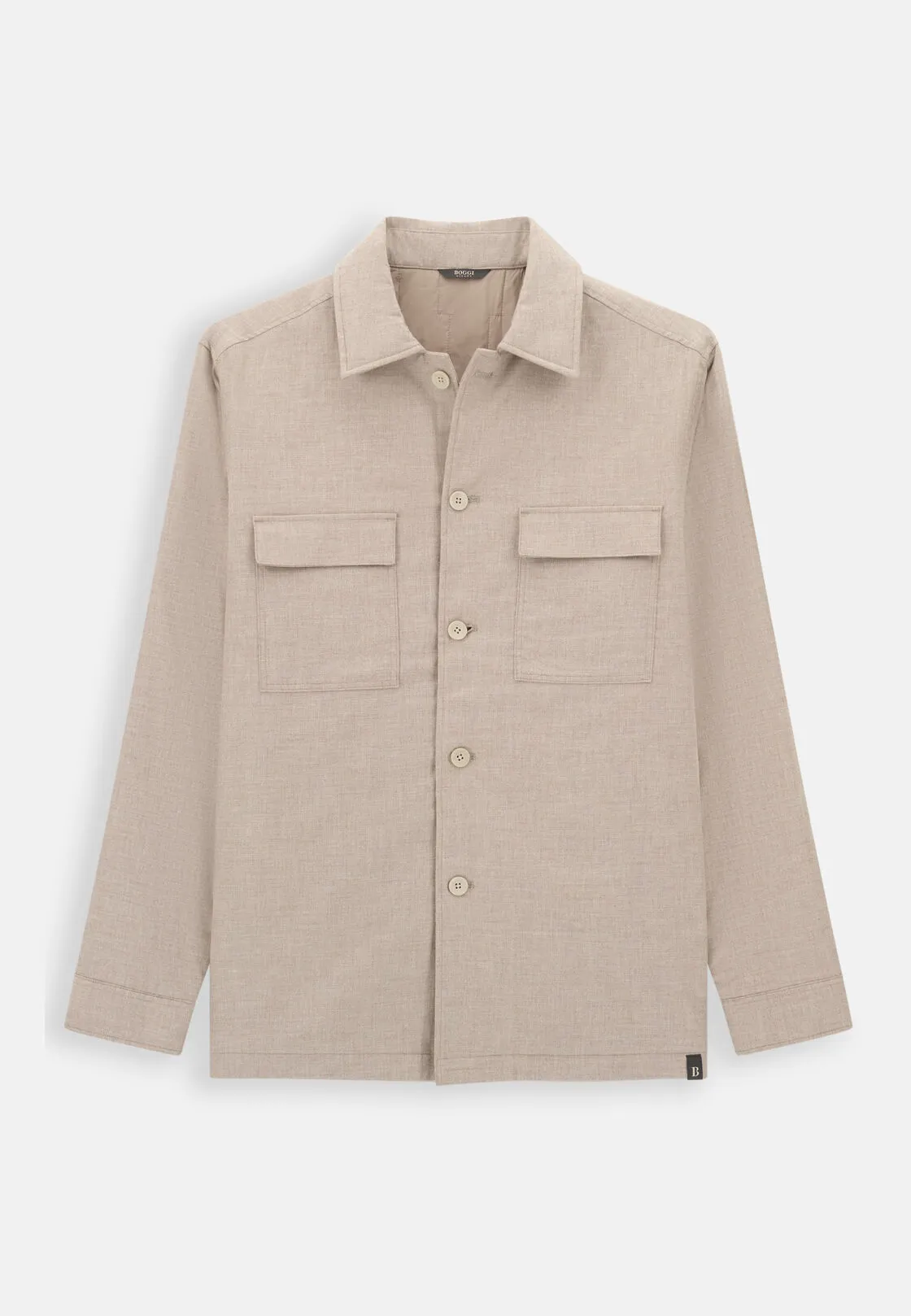 Boggi, Camicia Over Imbottita In Cotone Tencel, Uomo, Sabbia, Taglia: L - immagine 6