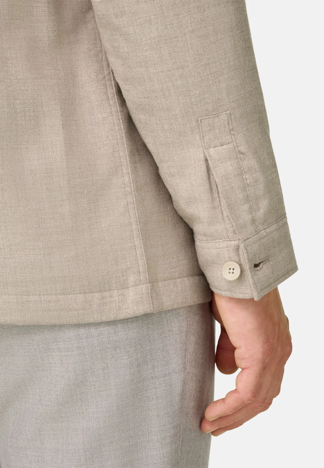 Boggi, Camicia Over Imbottita In Cotone Tencel, Uomo, Sabbia, Taglia: S - immagine 4