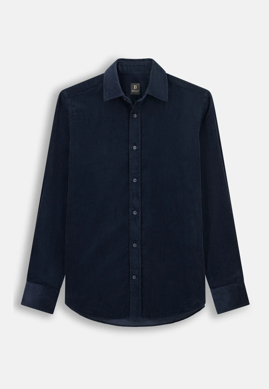 Boggi, Camicia In Velluto A Coste Misto Cotone Regular Fit, Uomo, Navy, Taglia: M - immagine 6