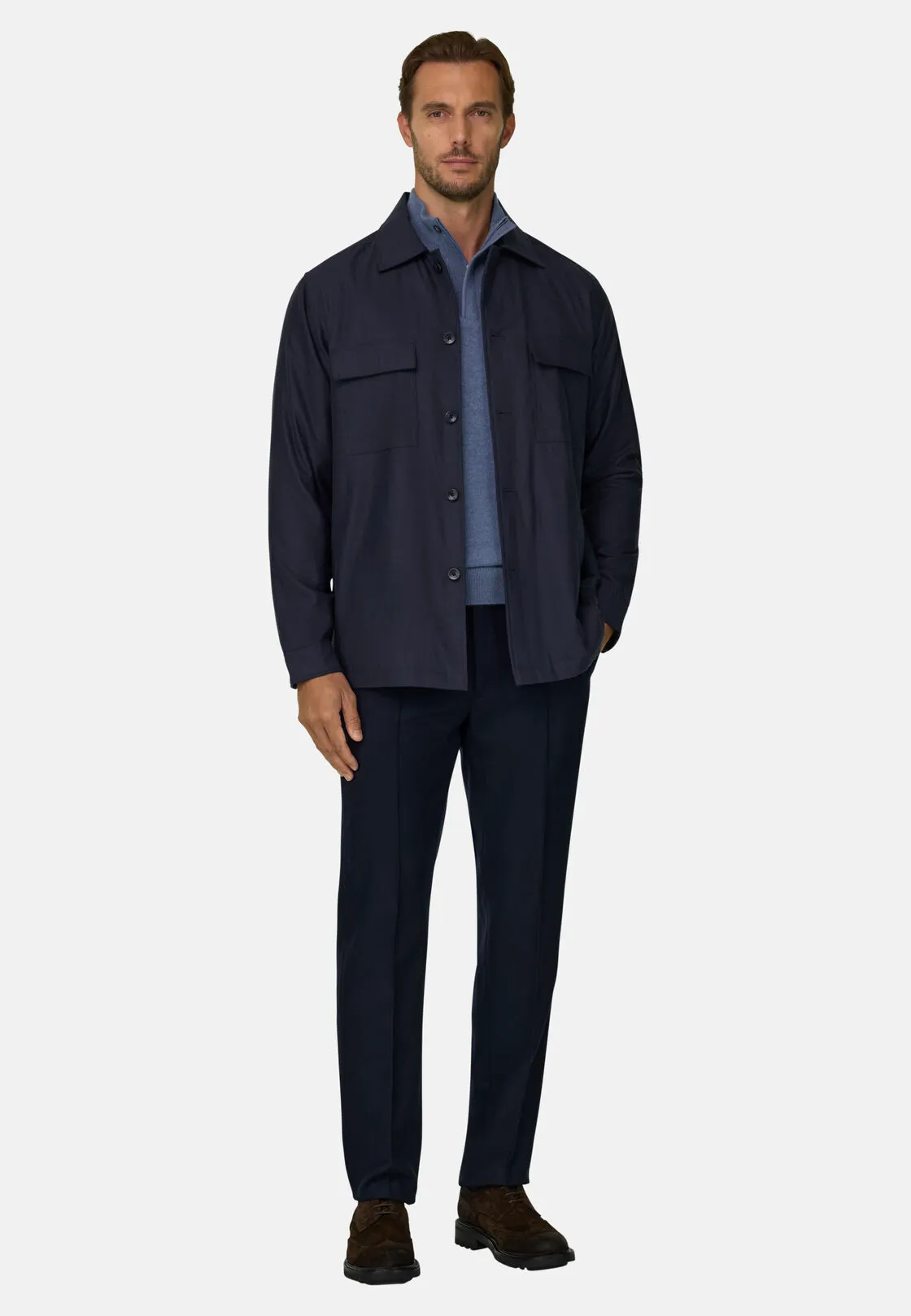 Boggi, Camicia Over Imbottita In Cotone Tencel, Uomo, Navy, Taglia: XS - immagine 2