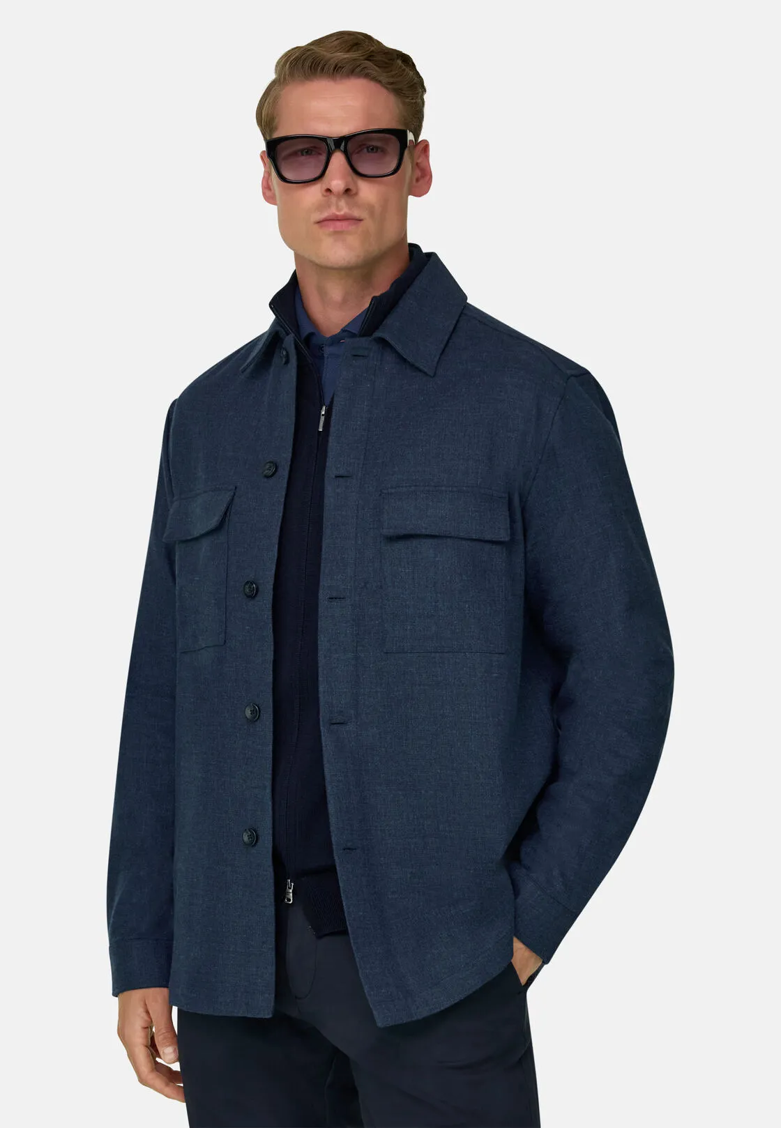 Boggi, Camicia Over In Denim Doppia Faccia, Uomo, Navy, Taglia: M - immagine 1
