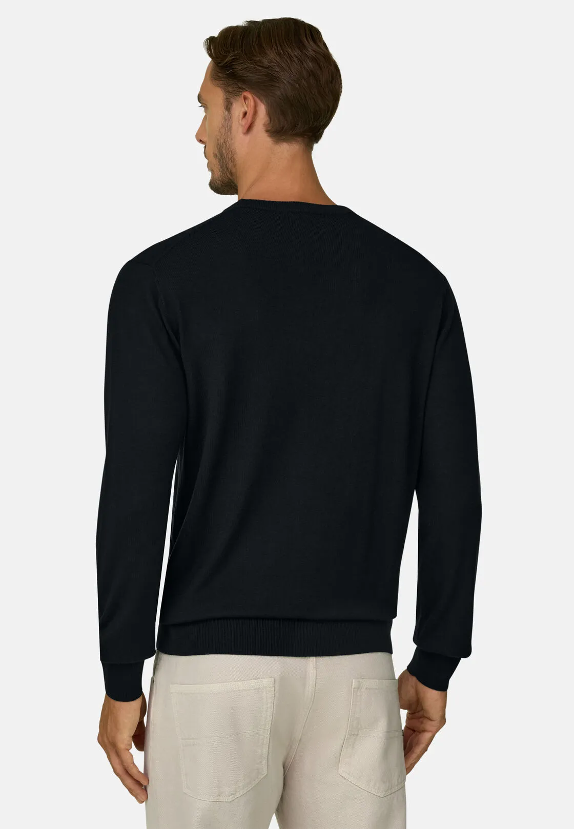 Boggi, Girocollo In Lana Merino Extrafine, Uomo, Nero, Taglia: S - immagine 4