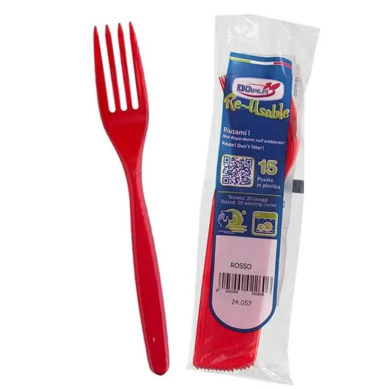 DOPLA Forchette Compact 15 Pezzi Riut Rosso per la Casa - immagine 1