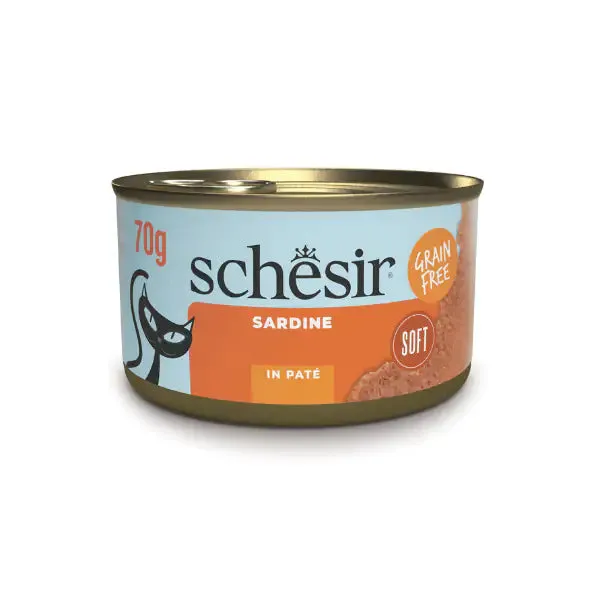 Schesir Sardine Soft Patè Cat Adult Grain Free 70 gr Sardine - confezione da 12 pezzi - Cibo umido per gatti - immagine 1