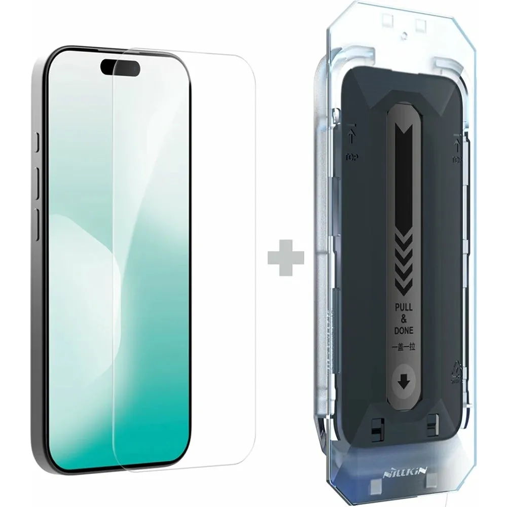 Pellicola protettiva per schermo Nillkin H+ Pro con applicatore per Apple iPhone 17, vetro temperato, adesivo completo - immagine 1