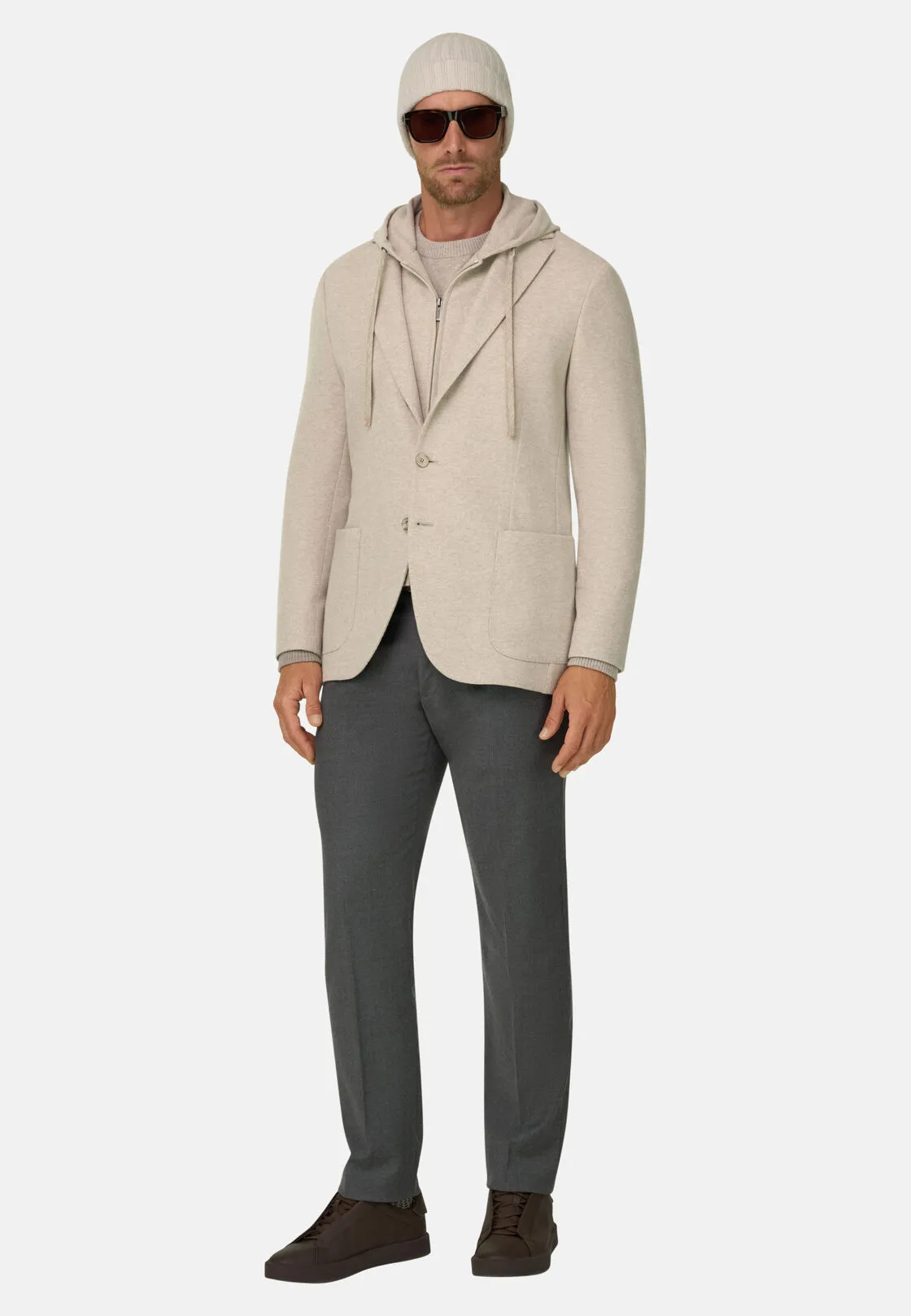 Boggi, Giacca Felpa Madison Melange In Lana Cashmere B Jersey, Uomo, Offwhite, Taglia: 50 - immagine 2