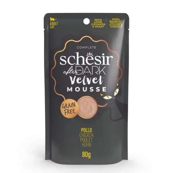 Schesir After Dark Cat Velvet Mousse Grain Free 80 g Pollo - confezione da 12 pezzi - Cibo umido per gatti - immagine 1