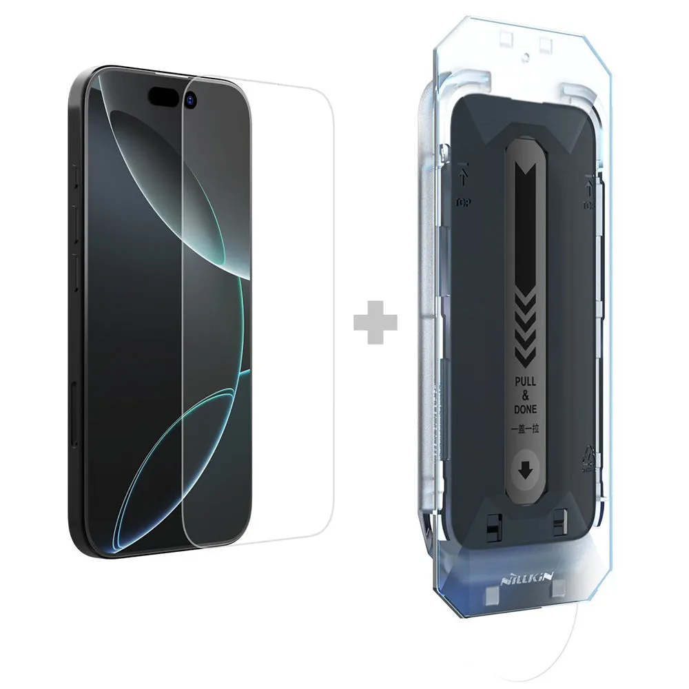 Pellicola protettiva per schermo Nillkin H+ Pro con applicatore per Apple iPhone 16 Pro Max, vetro temperato, adesivo completo - immagine 1