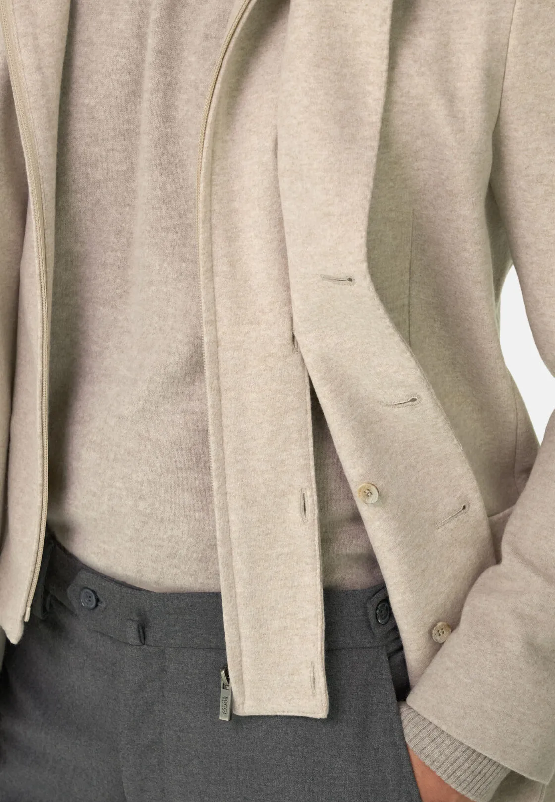 Boggi, Giacca Felpa Madison Melange In Lana Cashmere B Jersey, Uomo, Offwhite, Taglia: 58 - immagine 4