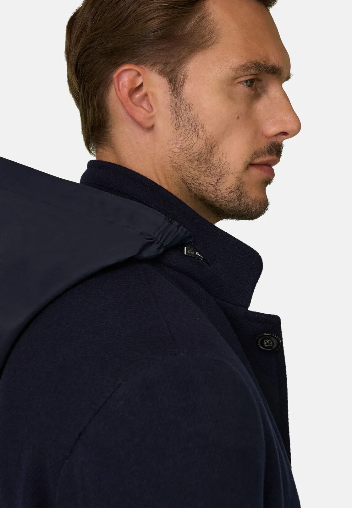 Boggi, Caban Imbottito In Misto Lana Melange, Uomo, Navy, Taglia: 48 - immagine 3