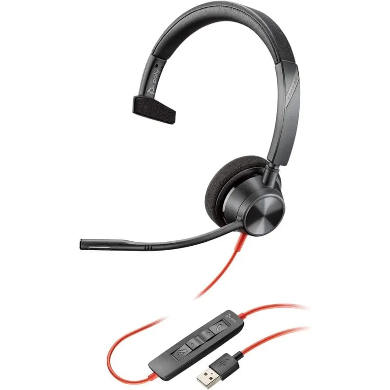 Cuffie mono Poly Blackwire 3310 con microfono USB Nero - immagine 1