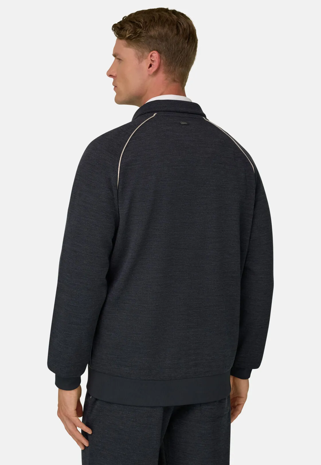 Boggi, Felpa Full Zip In Misto Lana Wooltech Diagonale, Uomo, Carbone, Taglia: L - immagine 4