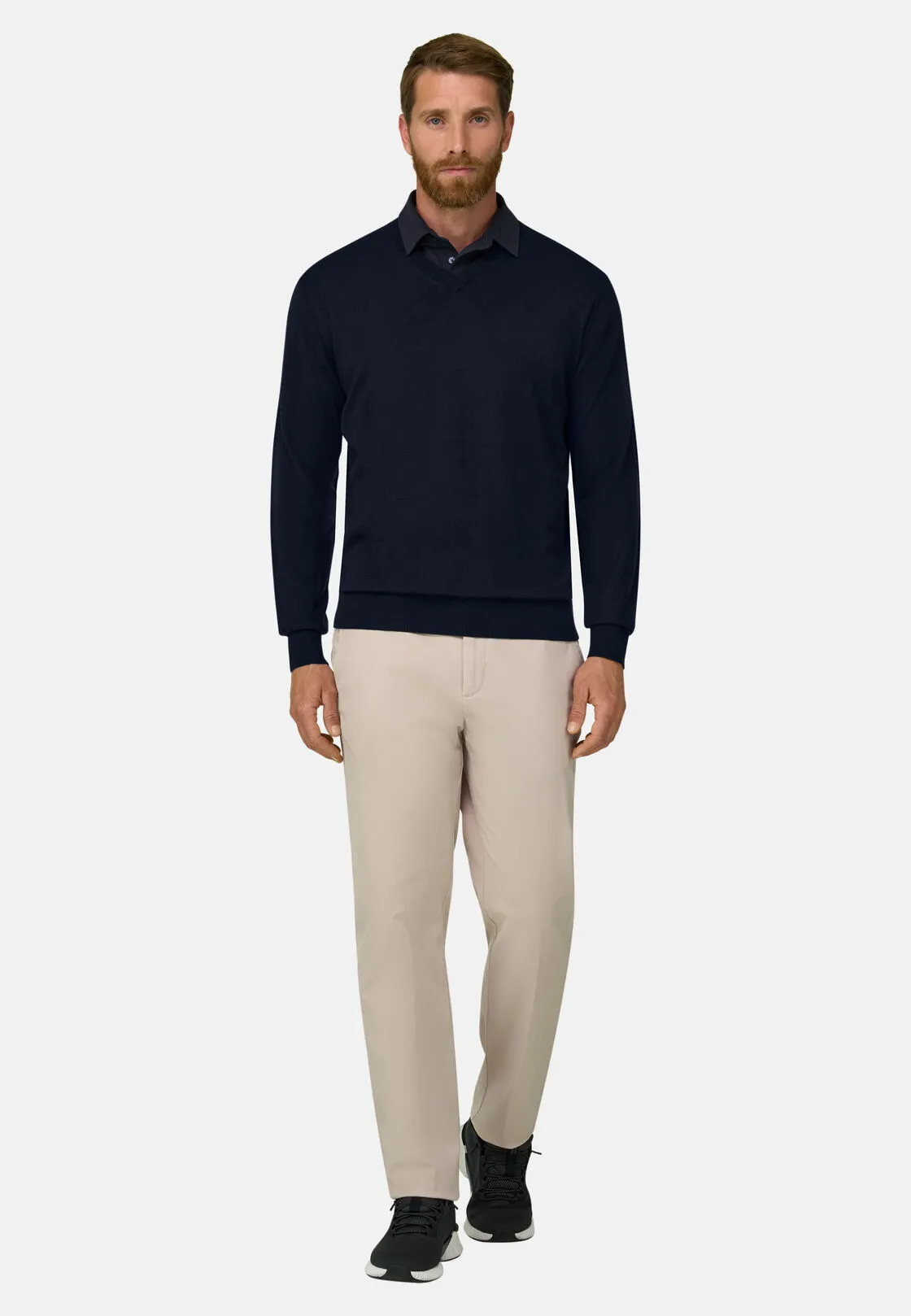 Boggi, Maglia Scollo V In Lana Merino Extrafine, Uomo, Navy, Taglia: S - immagine 2