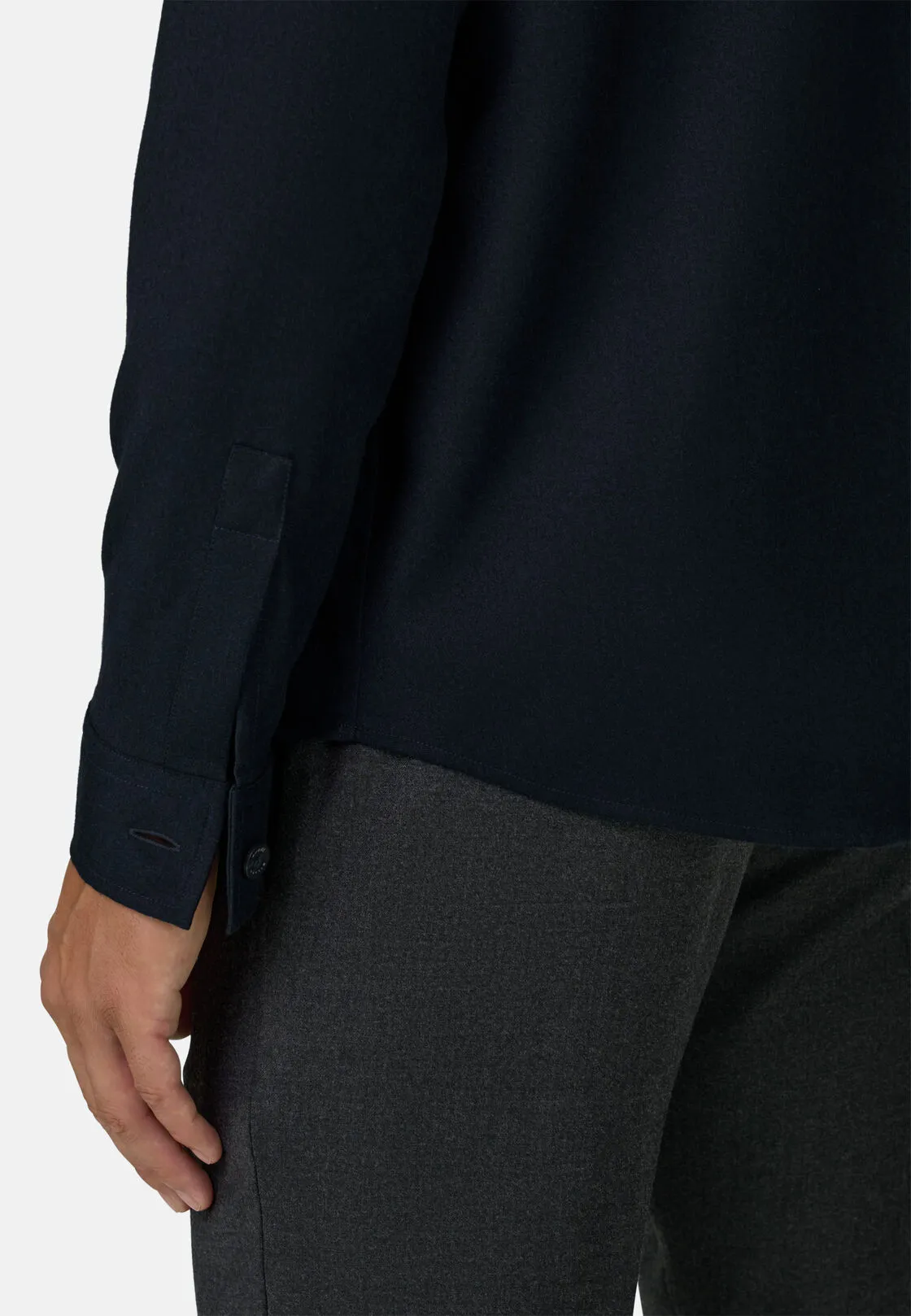 Boggi, Camicia Over In Flanella Di Lana Melange, Uomo, Navy, Taglia: S - immagine 4