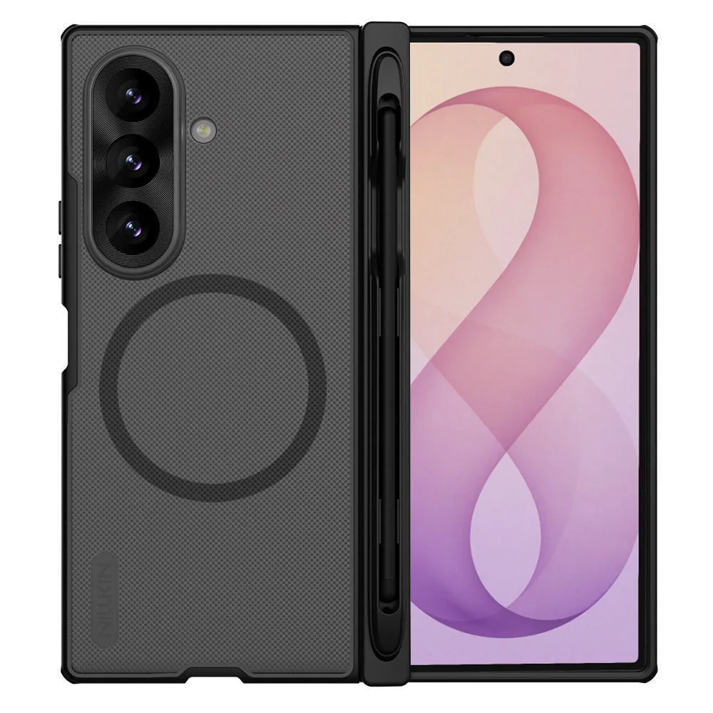 Custodia MagSafe per Samsung Galaxy Z Fold8 Ultra F976, Nillkin, Super Frosted Shield con Porta Penna, Nero Trasparente - immagine 1