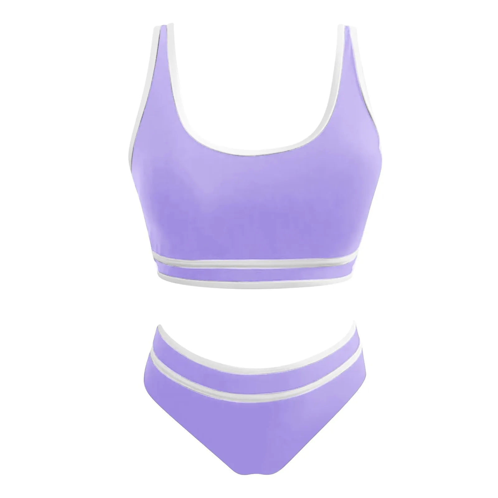 Generisch Costume da bagno da donna nero bikini da donna a vita alta, costume da bagno sportivo in due pezzi, costume da bagno con taglio alto a compressione, PP1, M - immagine 4
