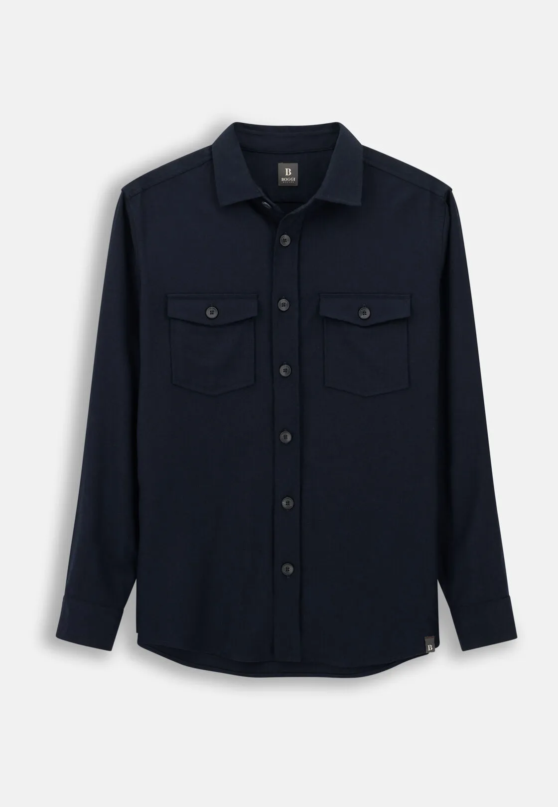 Boggi, Camicia Over In Flanella Di Lana Melange, Uomo, Navy, Taglia: XL - immagine 6