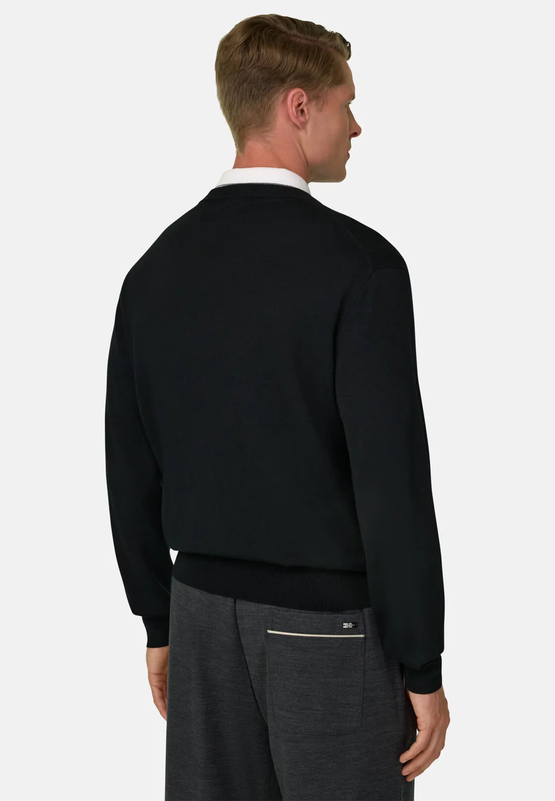Boggi, Maglia Scollo V In Lana Merino Extrafine, Uomo, Nero, Taglia: S - immagine 4