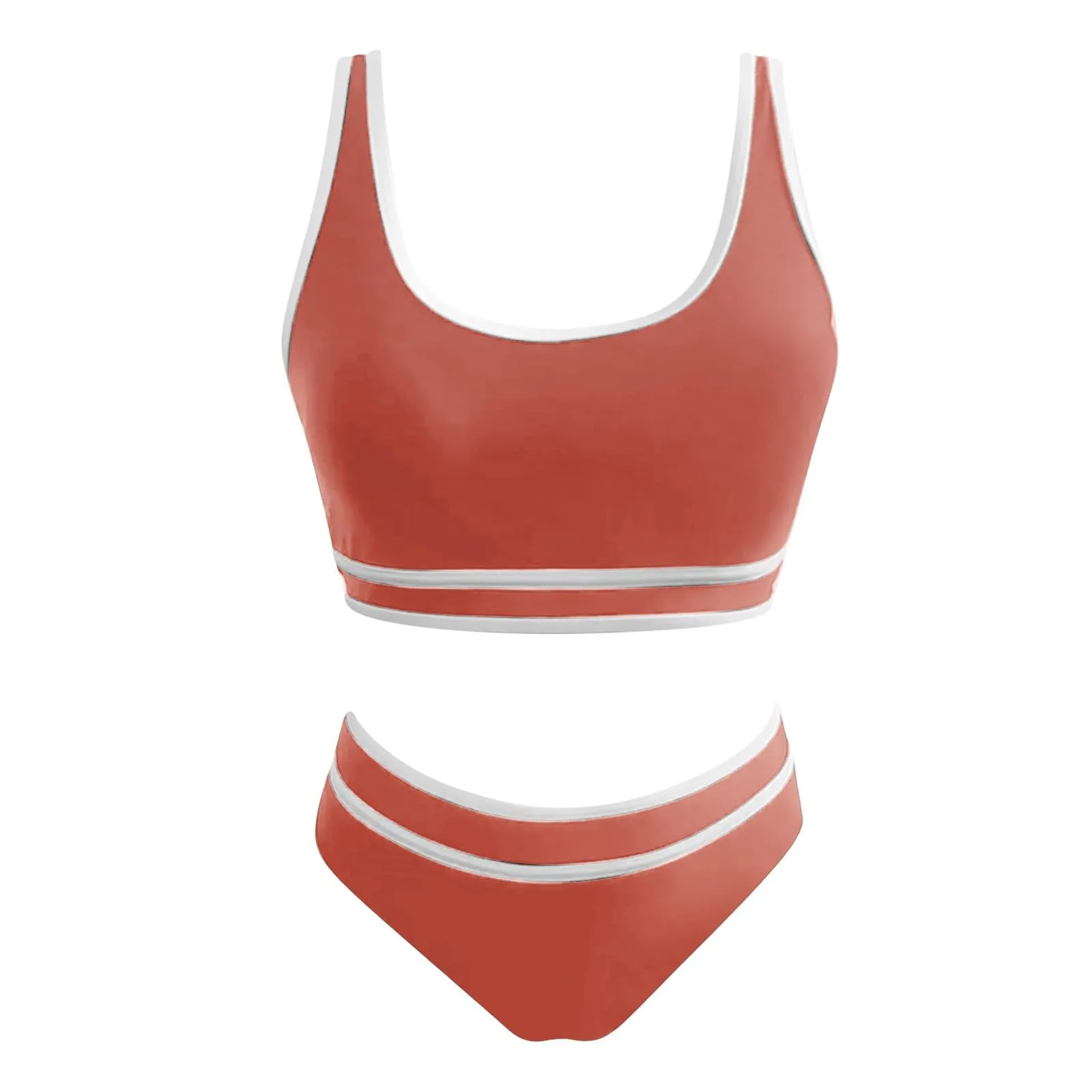Generisch Costume da bagno da donna nero bikini da donna a vita alta, costume da bagno sportivo in due pezzi, costume da bagno con taglio alto a compressione, RD2, XL - immagine 2