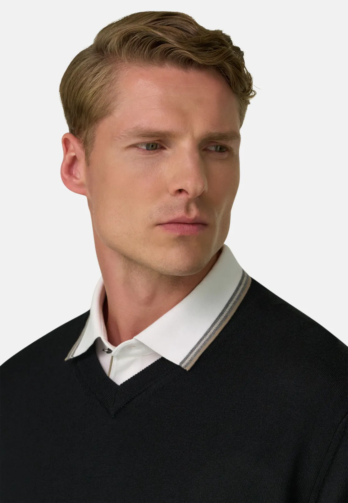 Boggi, Maglia Scollo V In Lana Merino Extrafine, Uomo, Nero, Taglia: XS - immagine 3