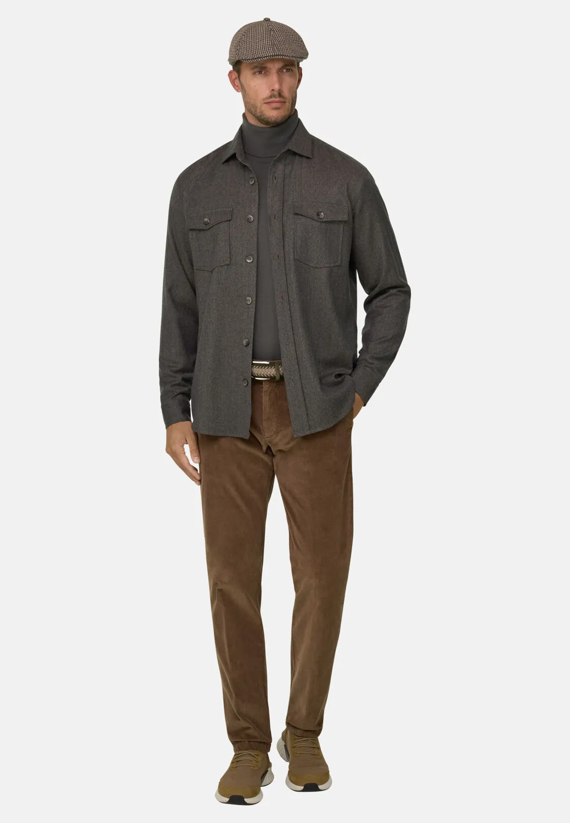 Boggi, Camicia Over In Flanella Di Lana Melange, Uomo, Taupe, Taglia: M - immagine 2