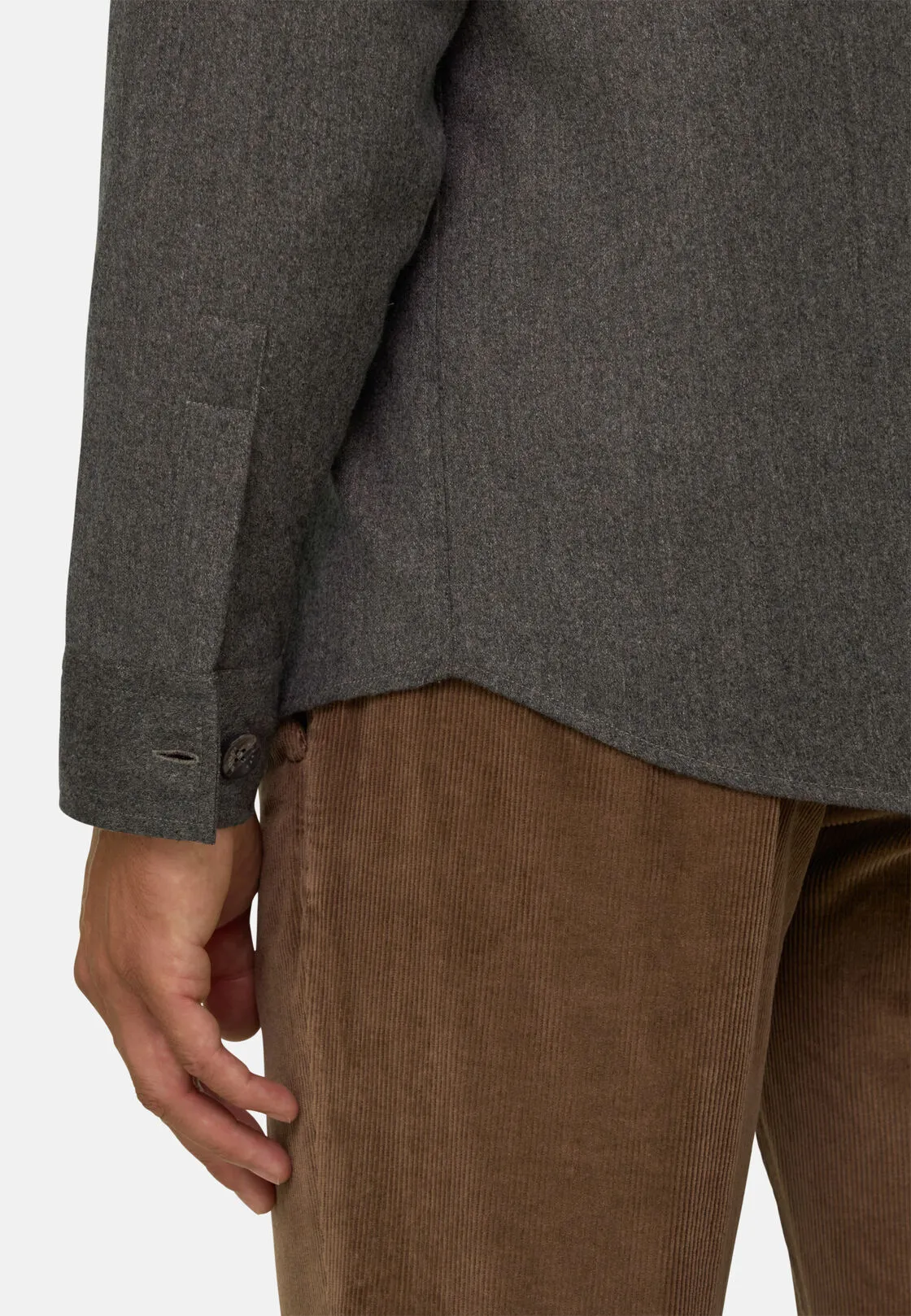 Boggi, Camicia Over In Flanella Di Lana Melange, Uomo, Taupe, Taglia: S - immagine 4