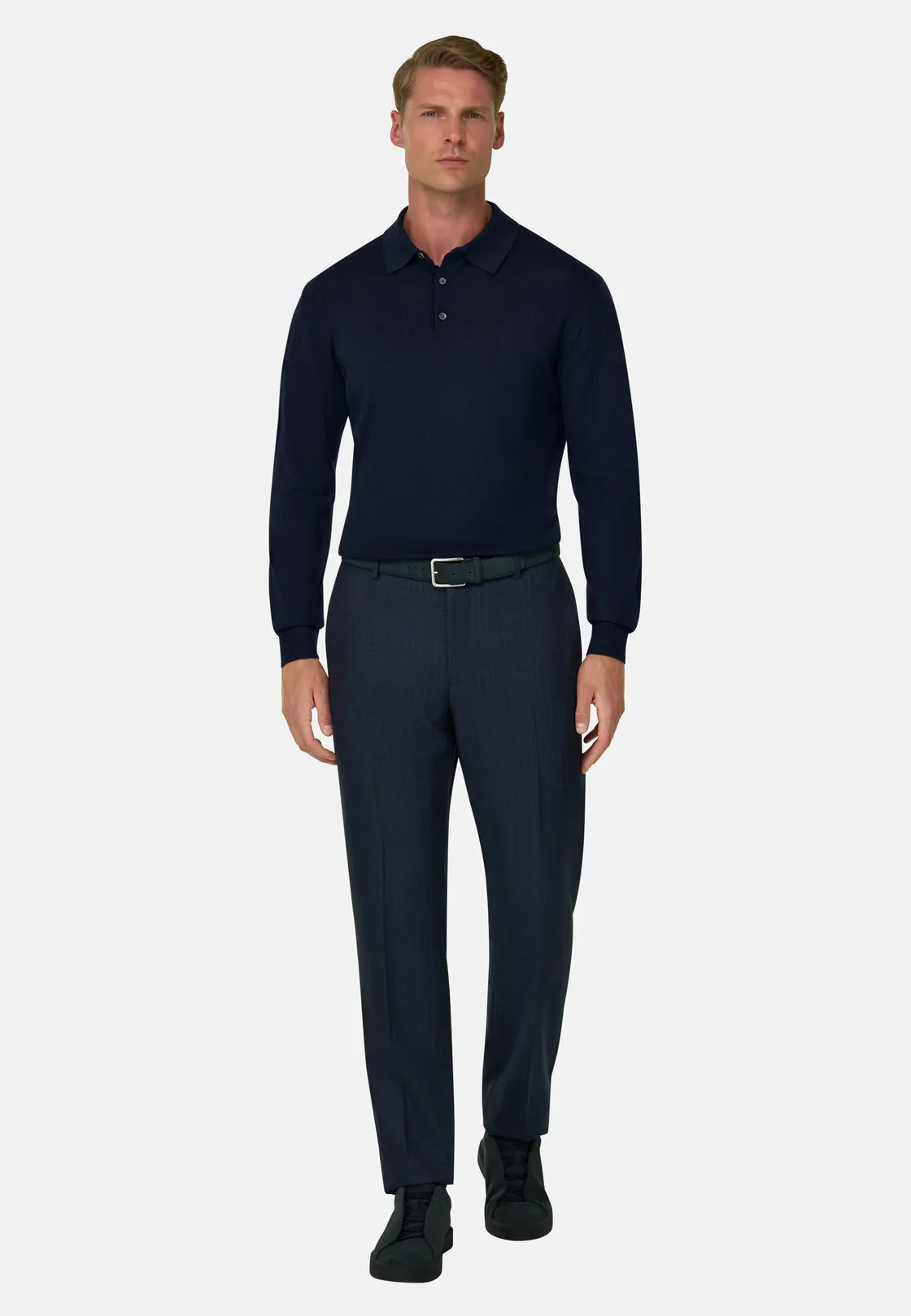 Boggi, Polo Di Maglia In Merino Extrafine, Uomo, Navy, Taglia: XXL - immagine 2