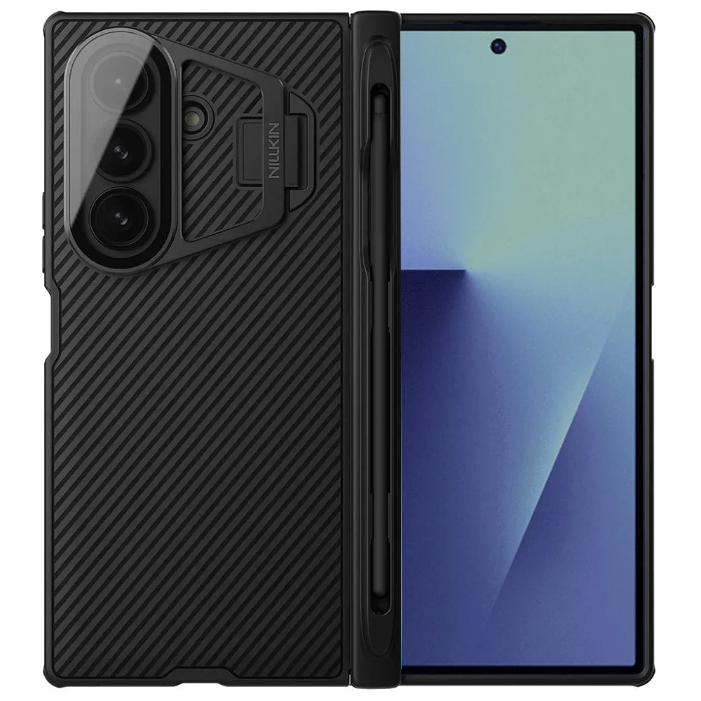 Custodia per Samsung Galaxy Z Fold7 F966, Nillkin, CamShield Prop con copertura trasparente per lente e supporto per S-Pen, Nera - immagine 1