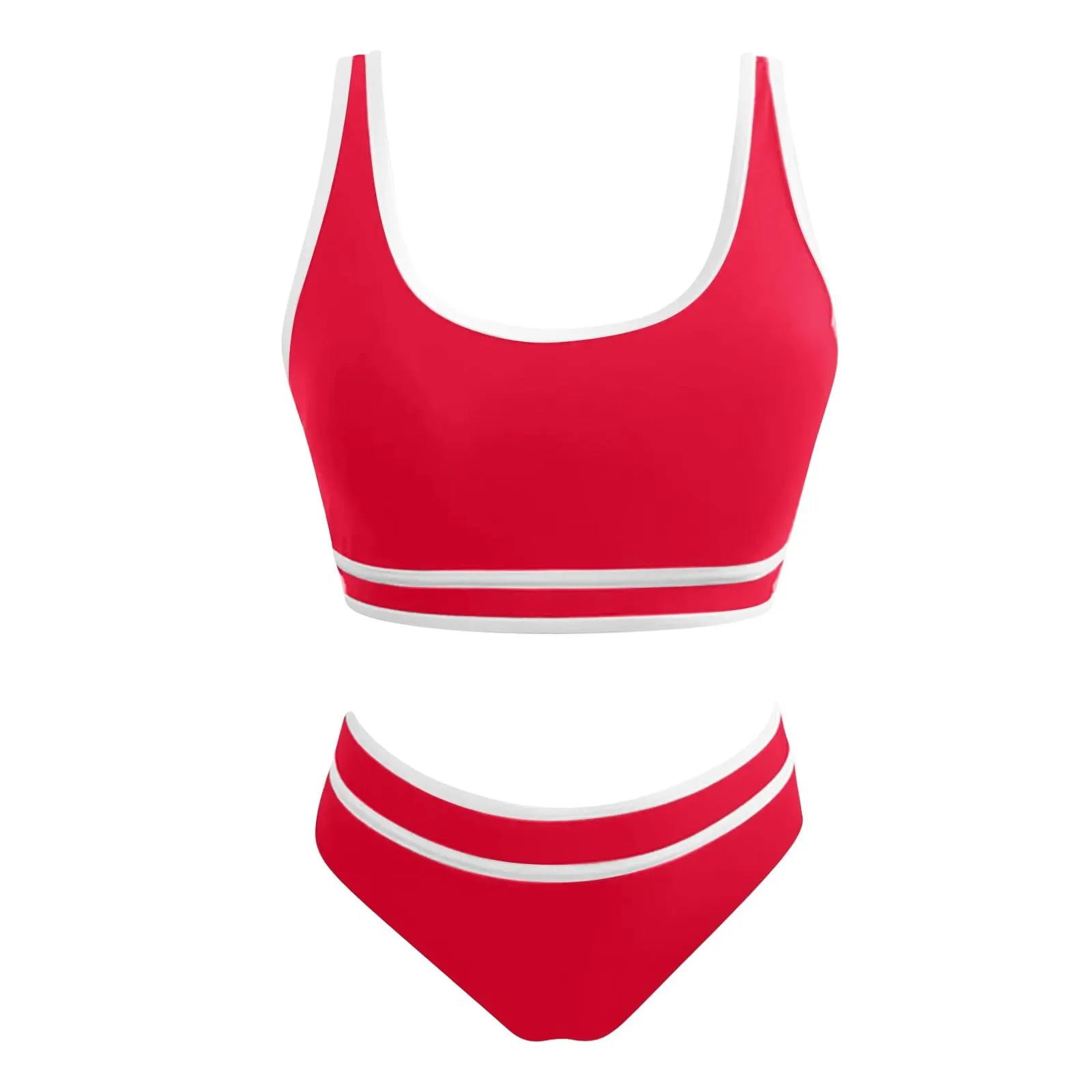Generisch Costume da bagno da donna nero bikini da donna a vita alta, costume da bagno sportivo in due pezzi, costume da bagno con taglio alto a compressione, RD1, L - immagine 5