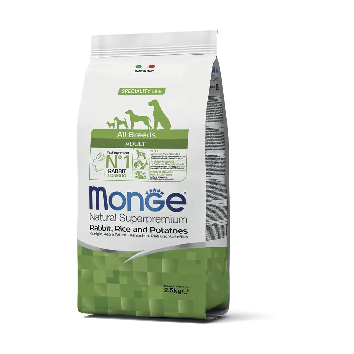 Monge Natural Superpremium All Breeds Adult Monoprotein Coniglio con Riso e Patate 2,5 kg - Crocchette monoproteiche cane - immagine 1