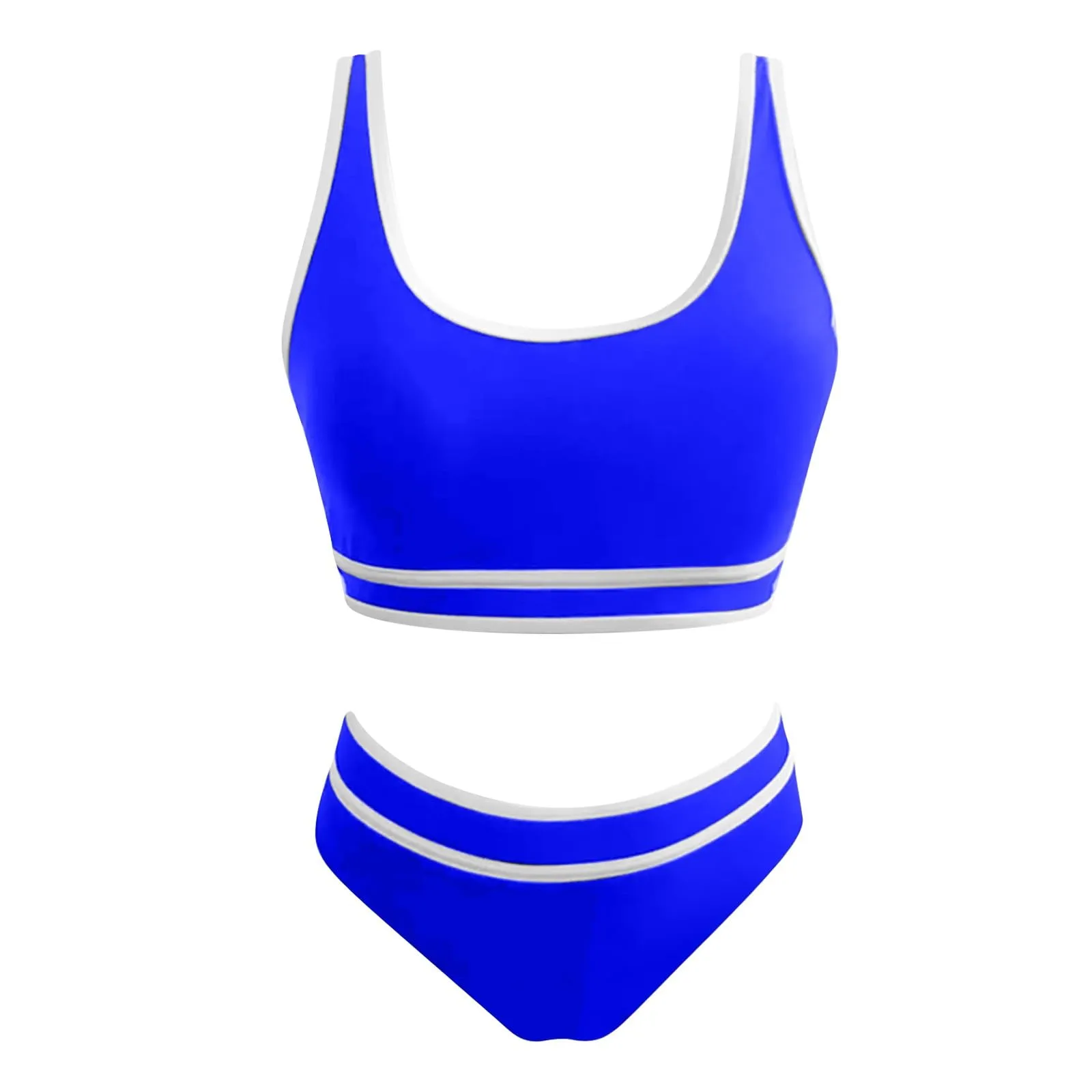 Generisch Costume da bagno da donna nero bikini da donna a vita alta, costume da bagno sportivo in due pezzi, costume da bagno con taglio alto a compressione, Bu2, XL - immagine 5