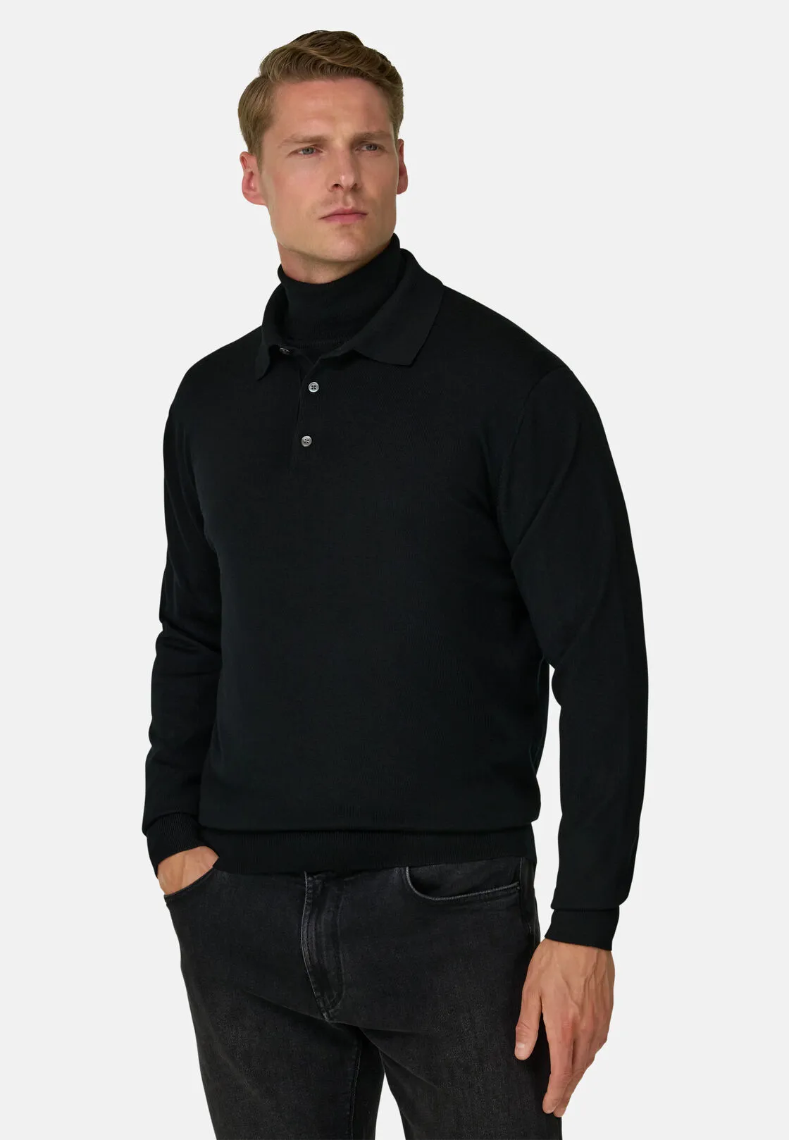 Boggi, Polo Di Maglia In Merino Extrafine, Uomo, Nero, Taglia: S - immagine 1