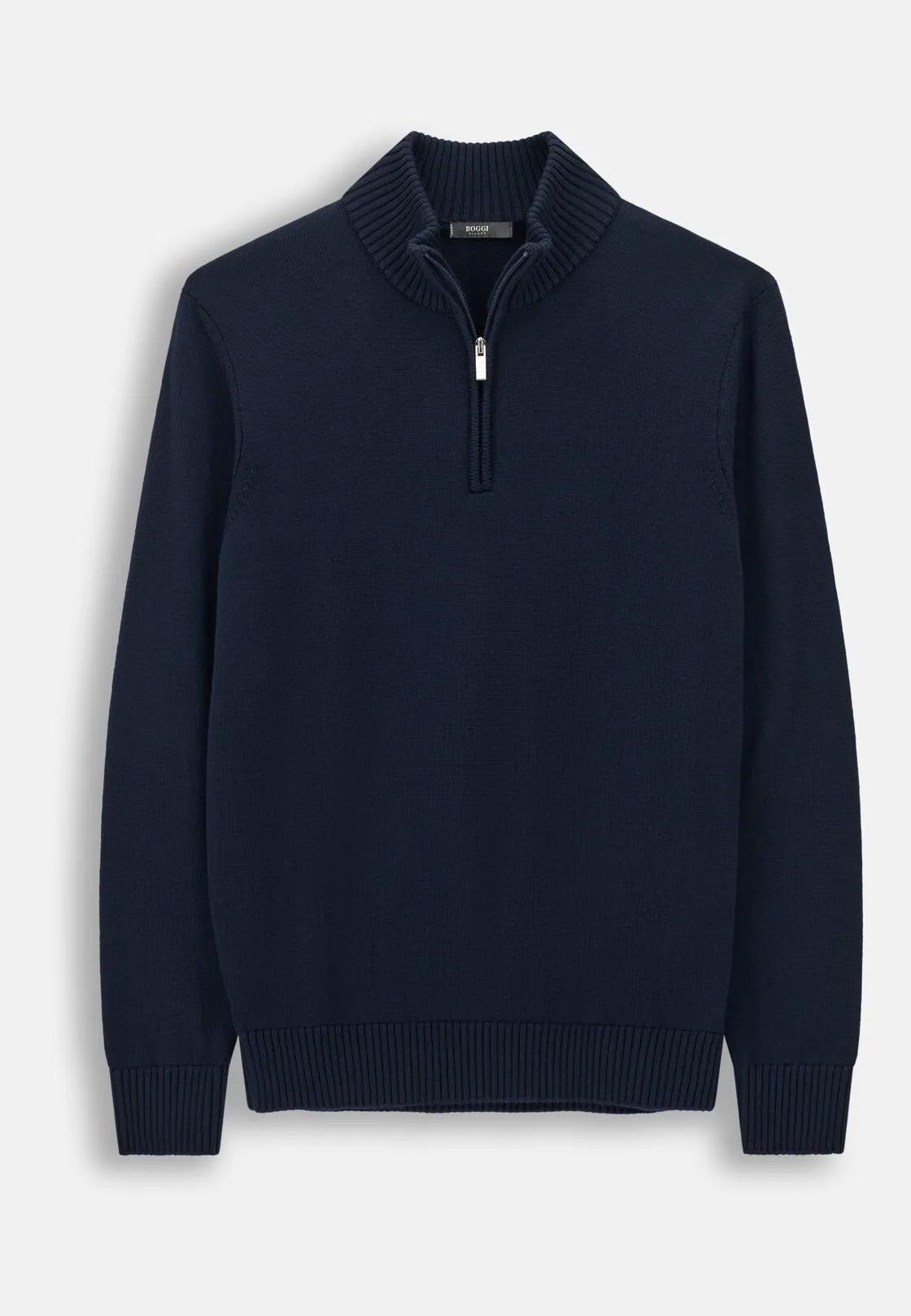 Boggi, Lupetto Mezza Zip In Lana Merino Superfine, Uomo, Navy, Taglia: L - immagine 5