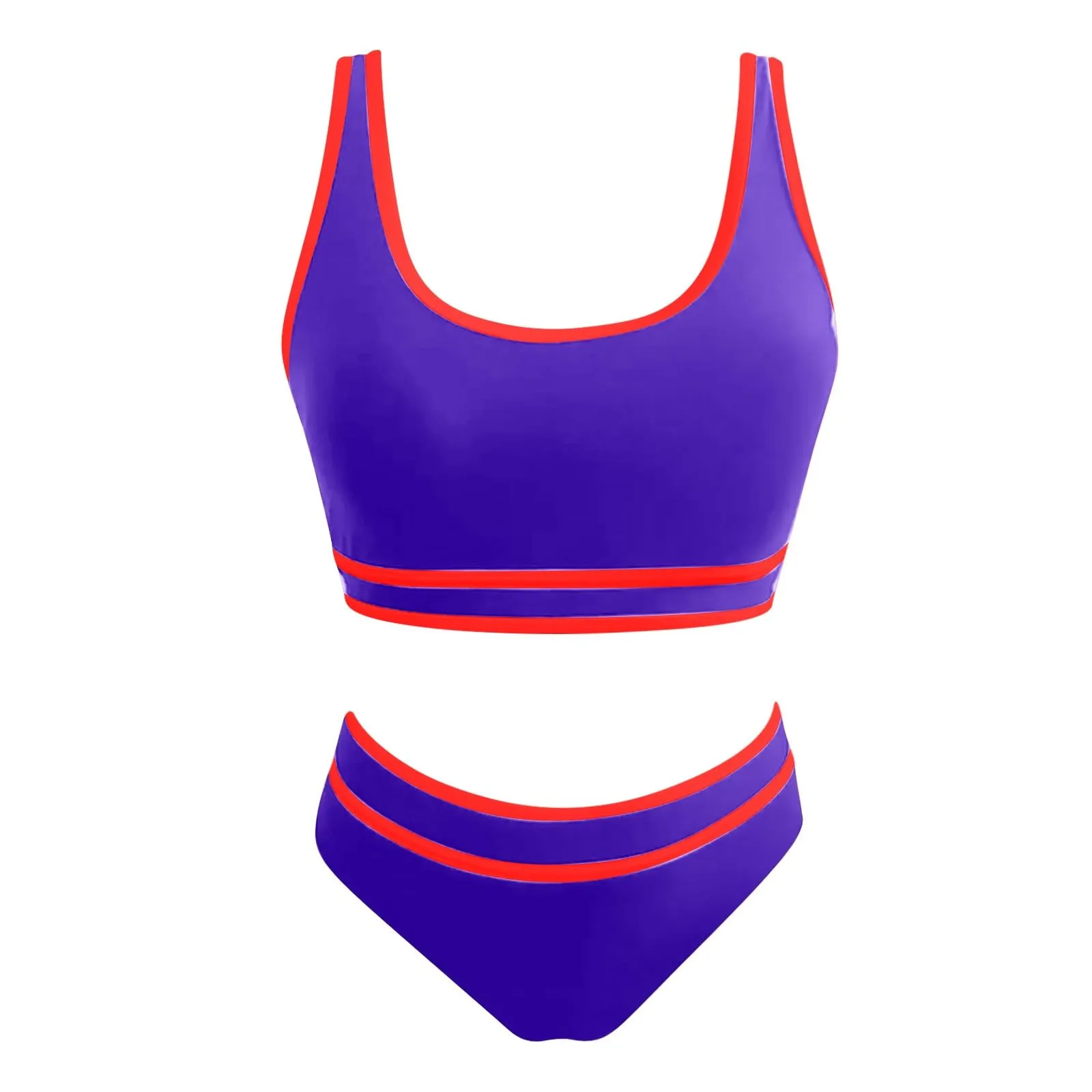 Generisch Costume da bagno da donna nero bikini da donna a vita alta, costume da bagno sportivo in due pezzi, costume da bagno con taglio alto a compressione, PP2, S - immagine 4