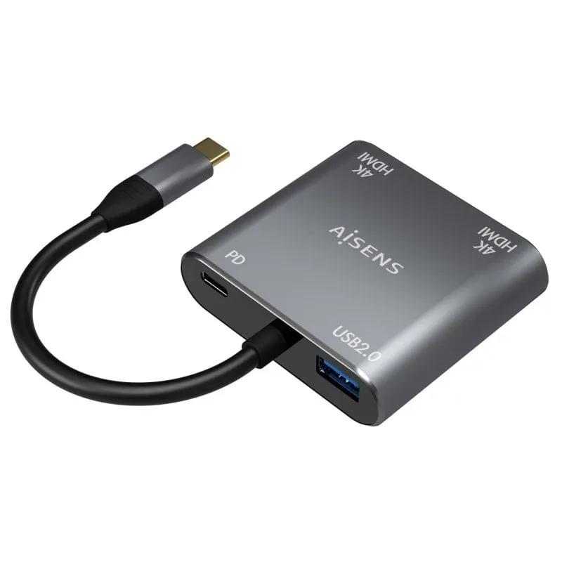 Aisens A109-0625 Adattatore da USB-C a 2xHDMI/USB-C/USB 2.0 15 cm Grigio - immagine 1
