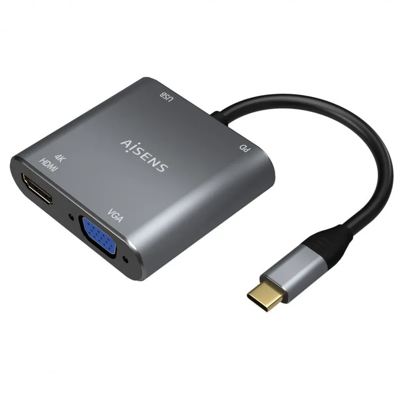 Aisens A109-0626 Adattatore da USB-C a HDMI/VGA/USB-C/USB 3.0 15 cm Grigio - immagine 1